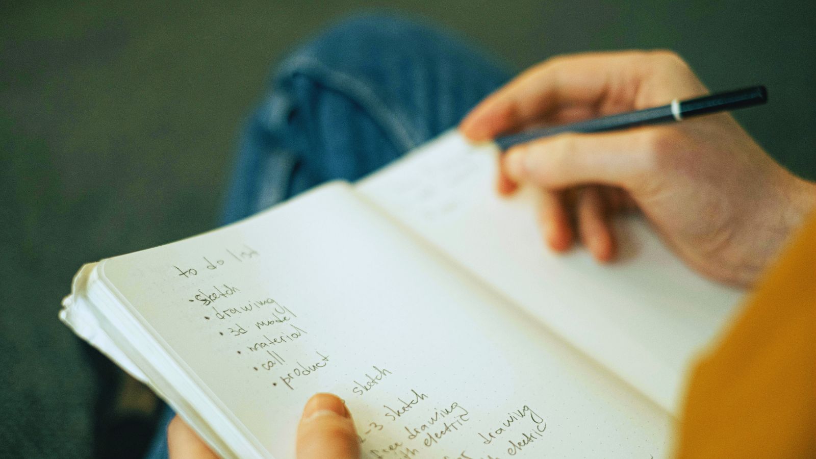 A close-up of a notebook open to a single page with wellness tasks listed.