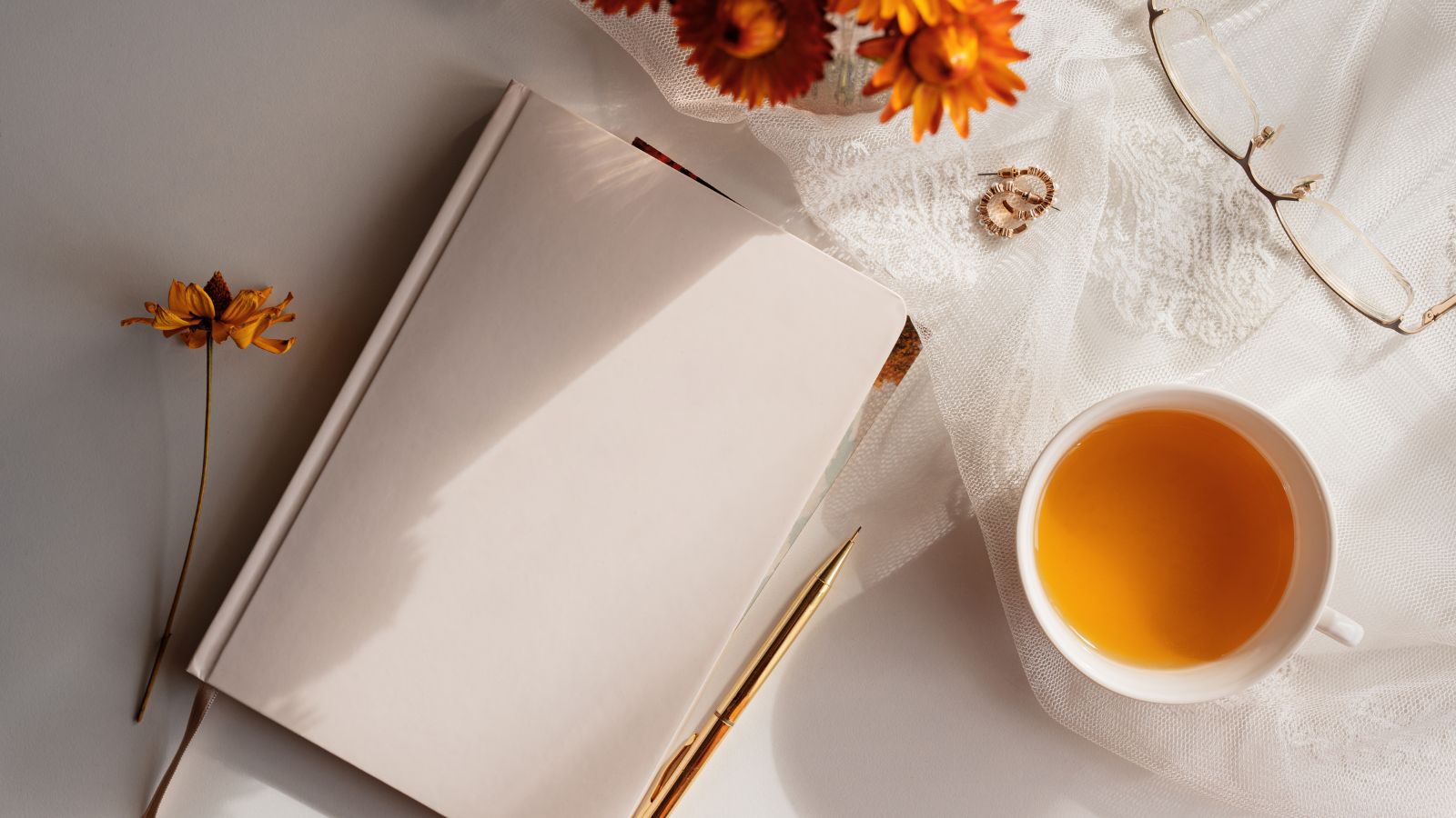 An open notebook with handwritten entries on a wooden table beside a window in soft morning light, with a coffee mug just out of frame.